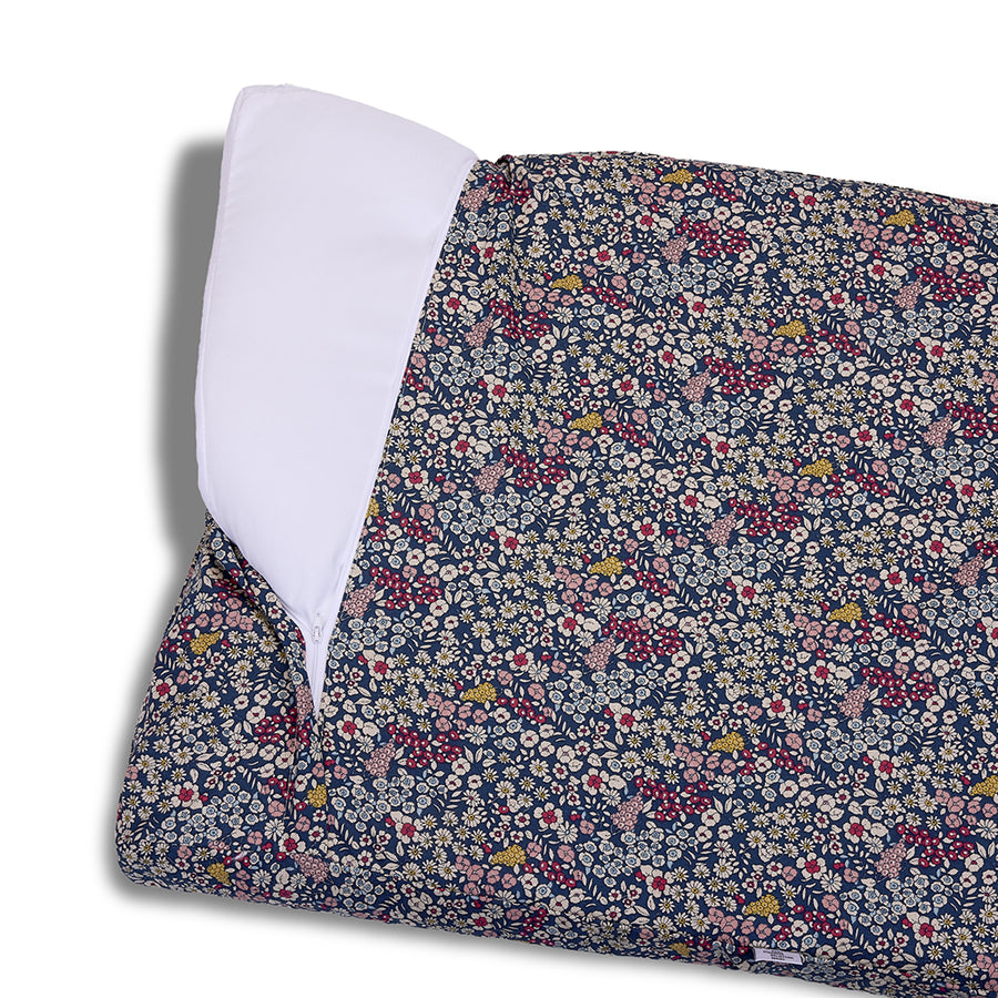 Cover Materassino Cotone Panama Lovely Flower Blu