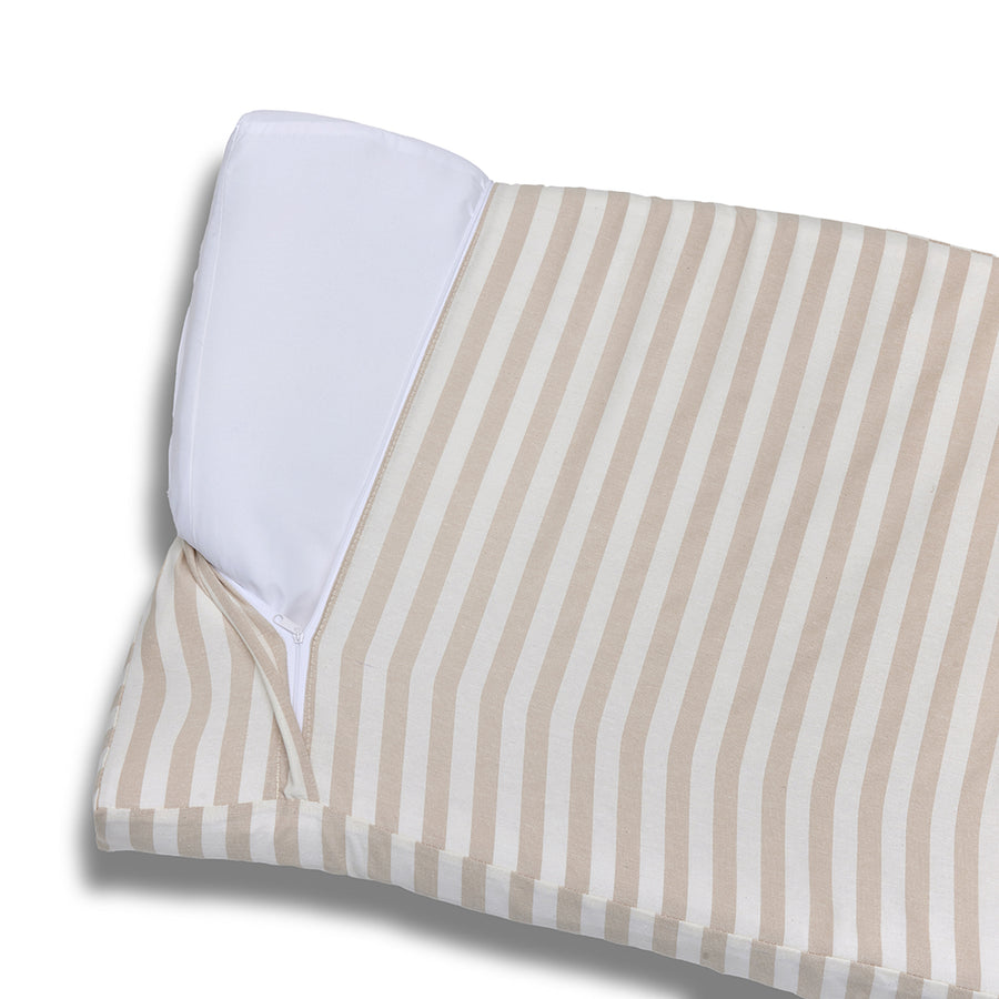 Cover Materassino Sfoderabile Cotone Riga Larga Beige