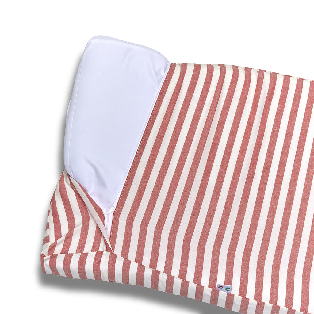 Cover Materassino Sfoderabile Cotone Riga Larga Rosso