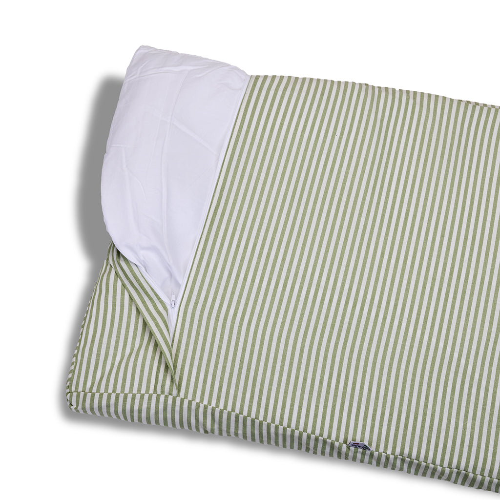 Cover Materassino Sfoderabile Cotone Riga Stretta Pistacchio