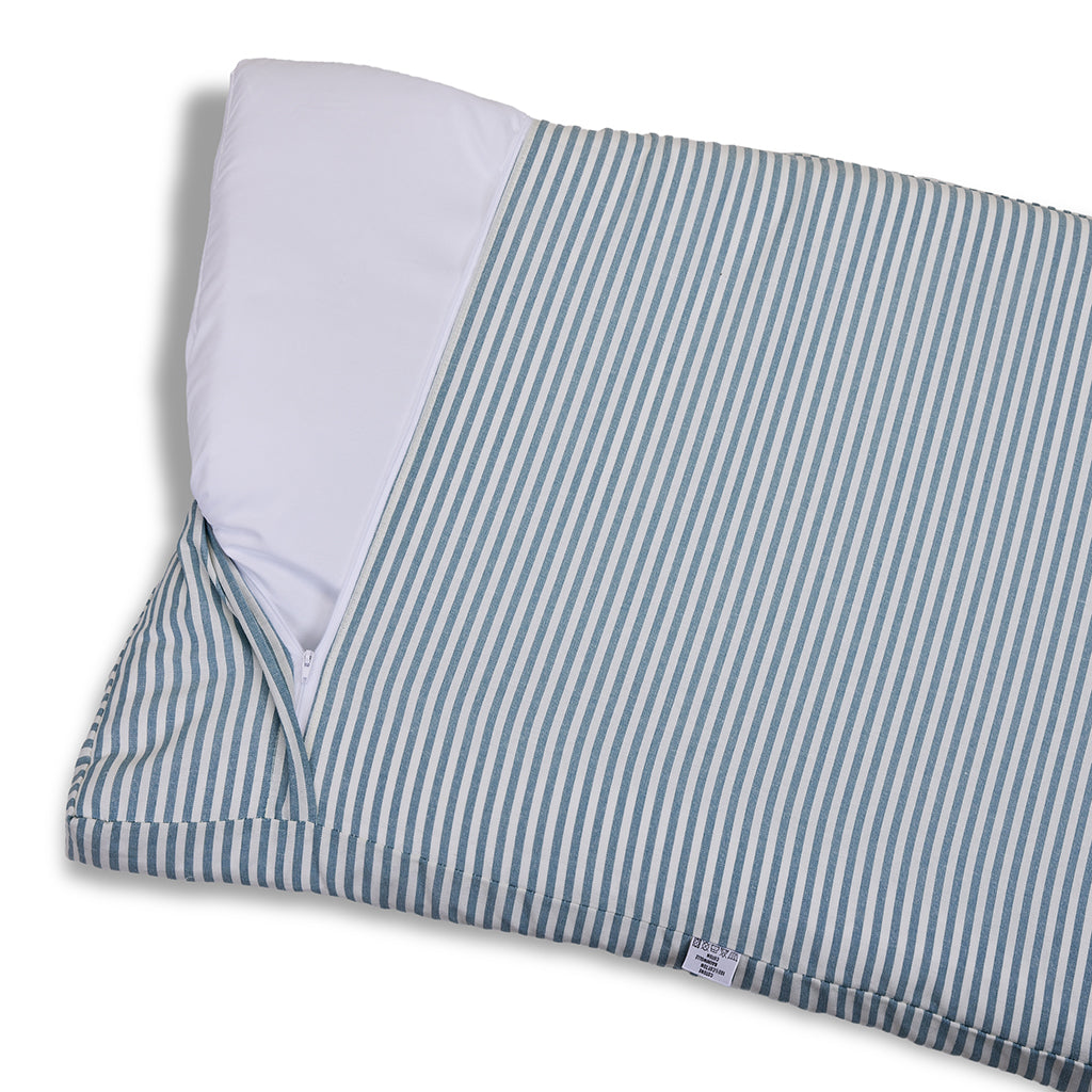 Cover Materassino Sfoderabile Cotone Riga Stretta Ottanio