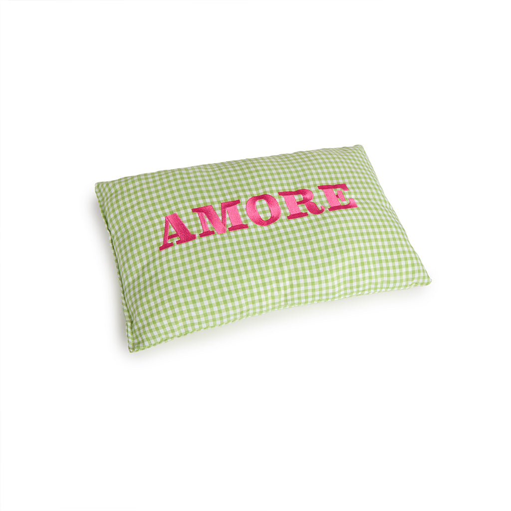 Cuscino Arredo Amore Cotone Vichy Pistacchio