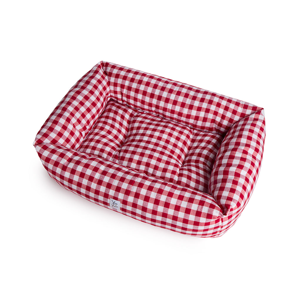 Beige checked cotton sofa