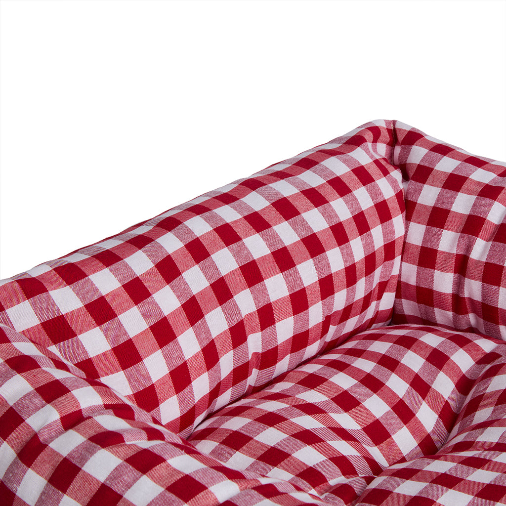 Beige checked cotton sofa