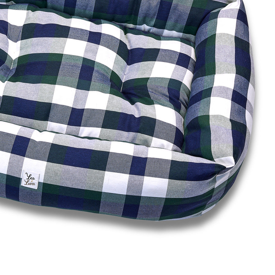 Divanetto Cotone Panama Scozzese Quadro Verde Blu