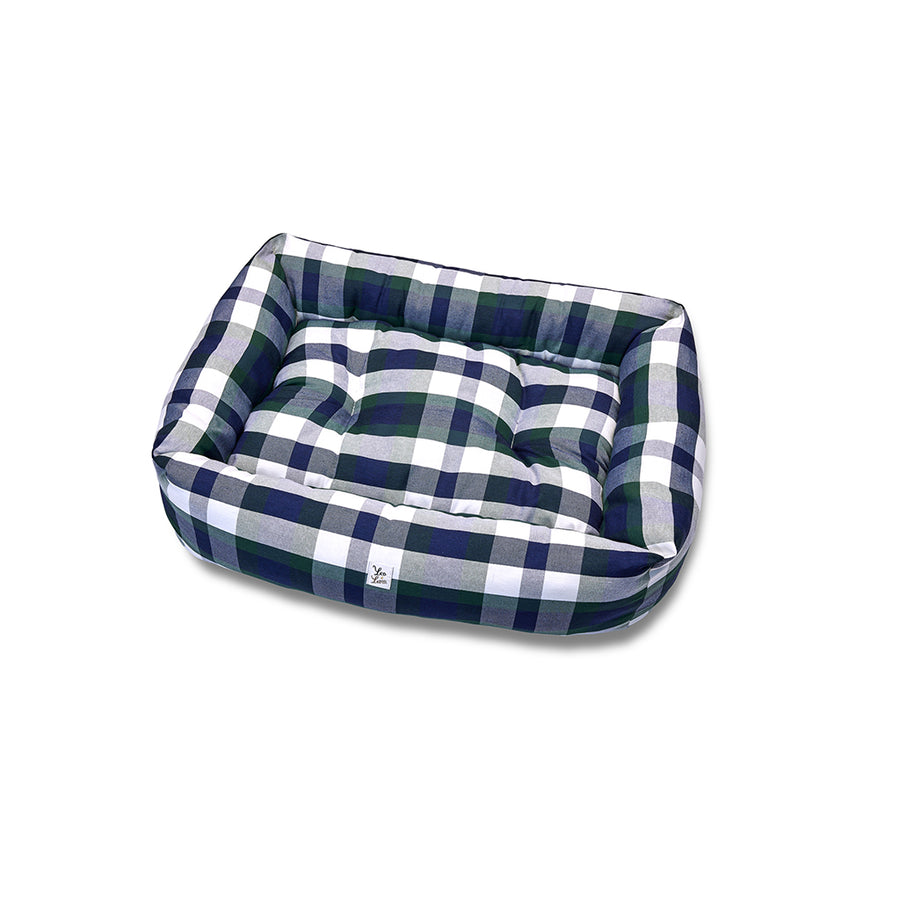Divanetto Cotone Panama Scozzese Quadro Verde Blu