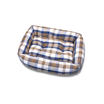Divanetto Cotone Panama Scozzese Quadro Beige Bluette