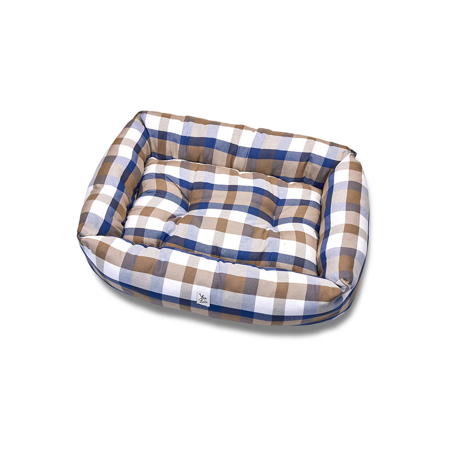 Divanetto Cotone Panama Scozzese Quadro Beige Bluette