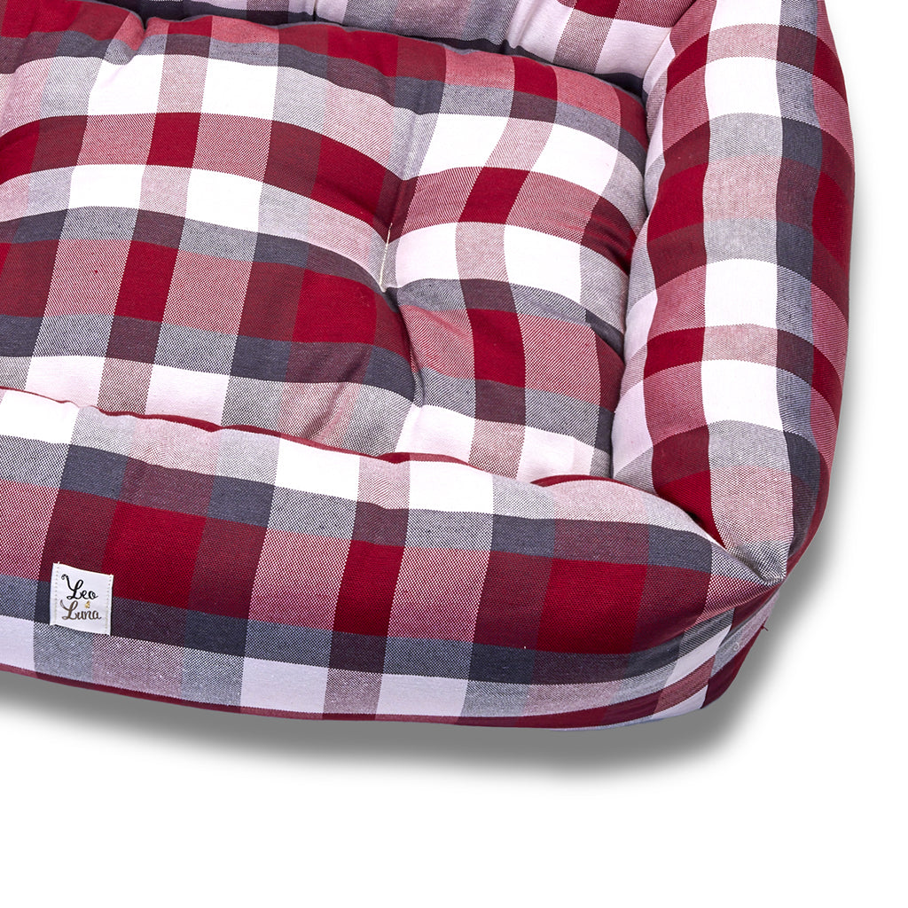 Divanetto Cotone Panama Scozzese Quadro Bordeaux