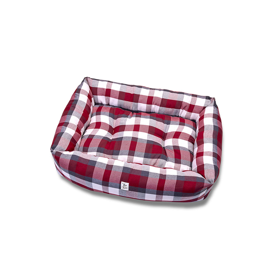 Divanetto Cotone Panama Scozzese Quadro Bordeaux