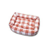 Divanetto Cotone Panama Scozzese Trama Rosa Pesca