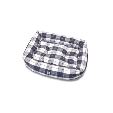 Divanetto Cotone Panama Scozzese Trama Grigio