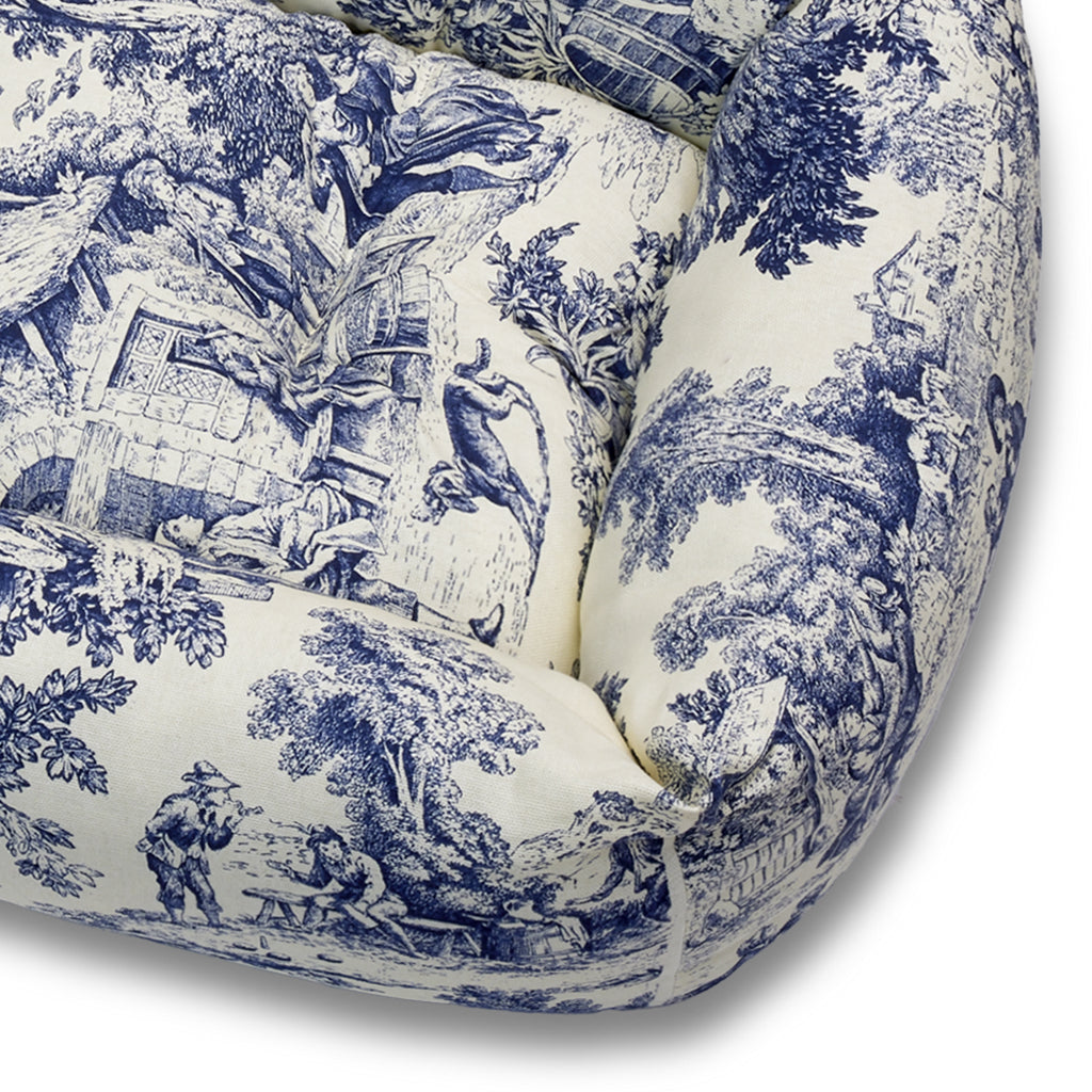 Divanetto Panama Premium Toile de Jouy Blu Polvere Romantico