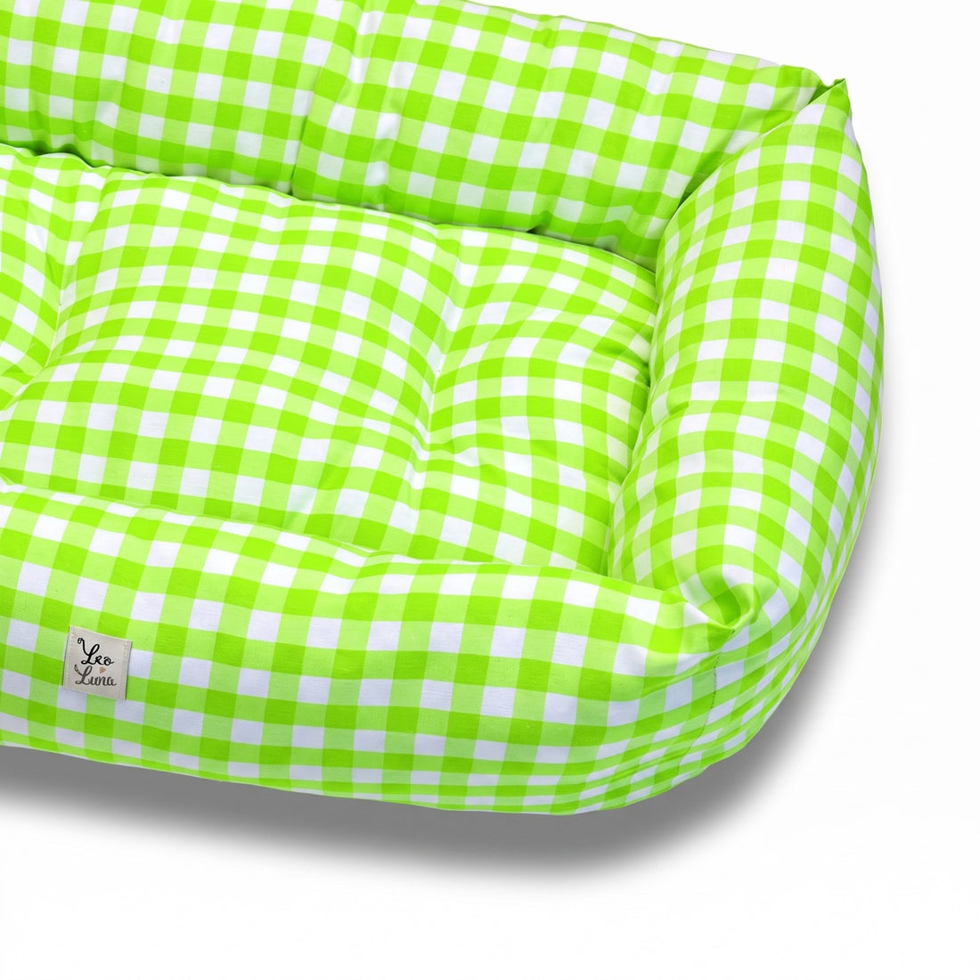 Divanetto per Cani Quadretto Verde Fluo |  Made in Italy | Leo & Luna