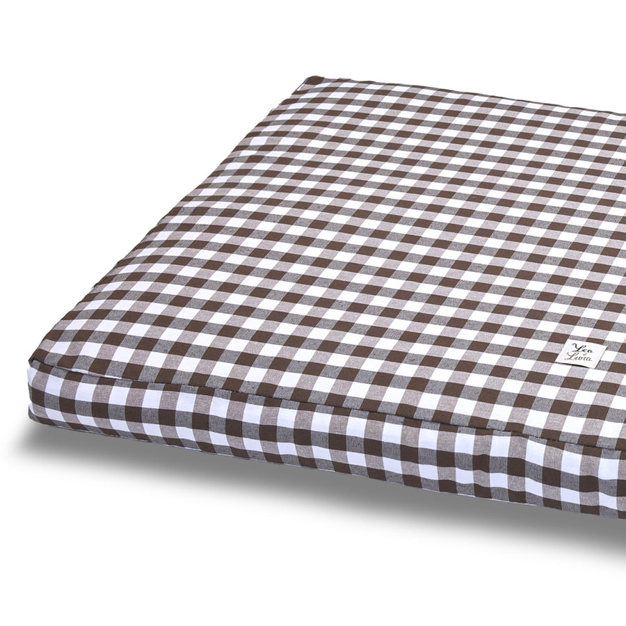 Cover Materassino Cotone Quadretto Marrone