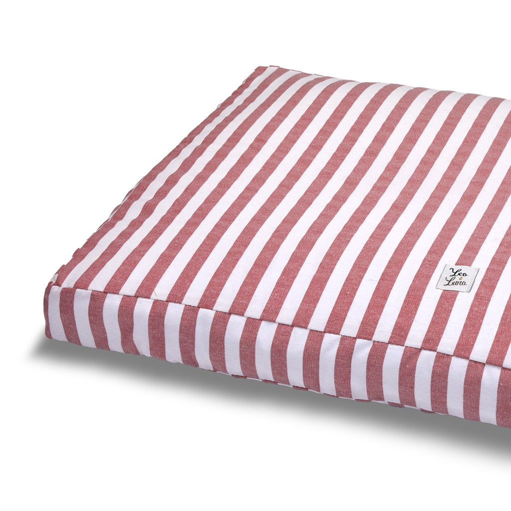 Cover Materassino Sfoderabile Cotone Riga Larga Rosso