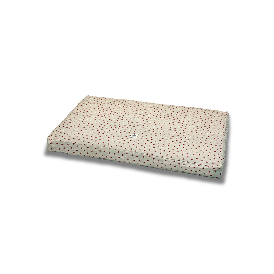 Materassino Sfoderabile Cotone Panama Premium Cuoricini Rosso