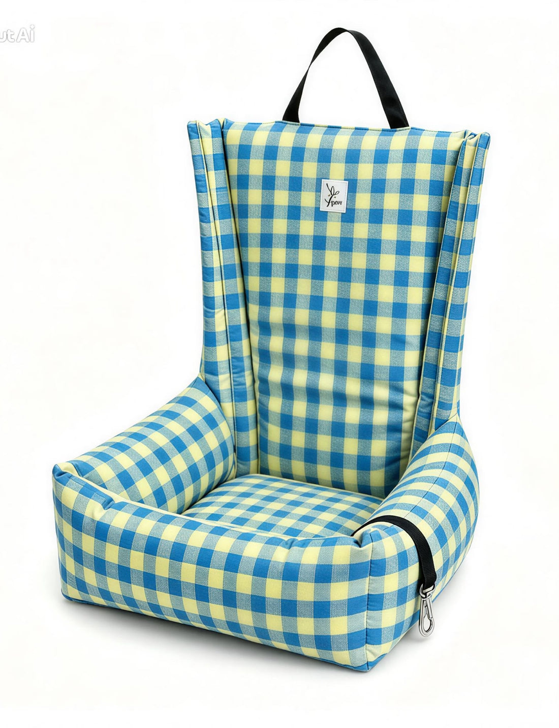 Seggiolino Auto Cotone Quadretto Blu Giallo