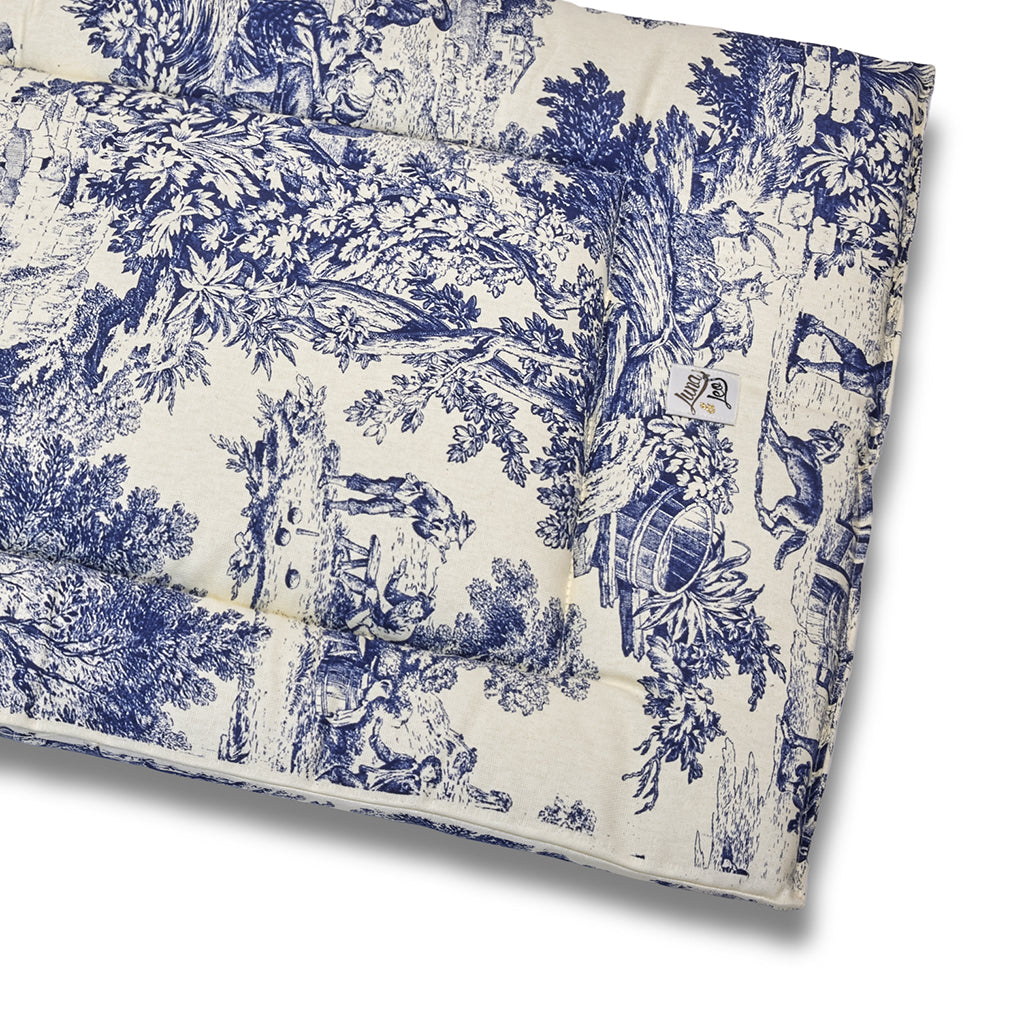 Trapunta Quadro Toile de Jouy Blu Polvere Romantico