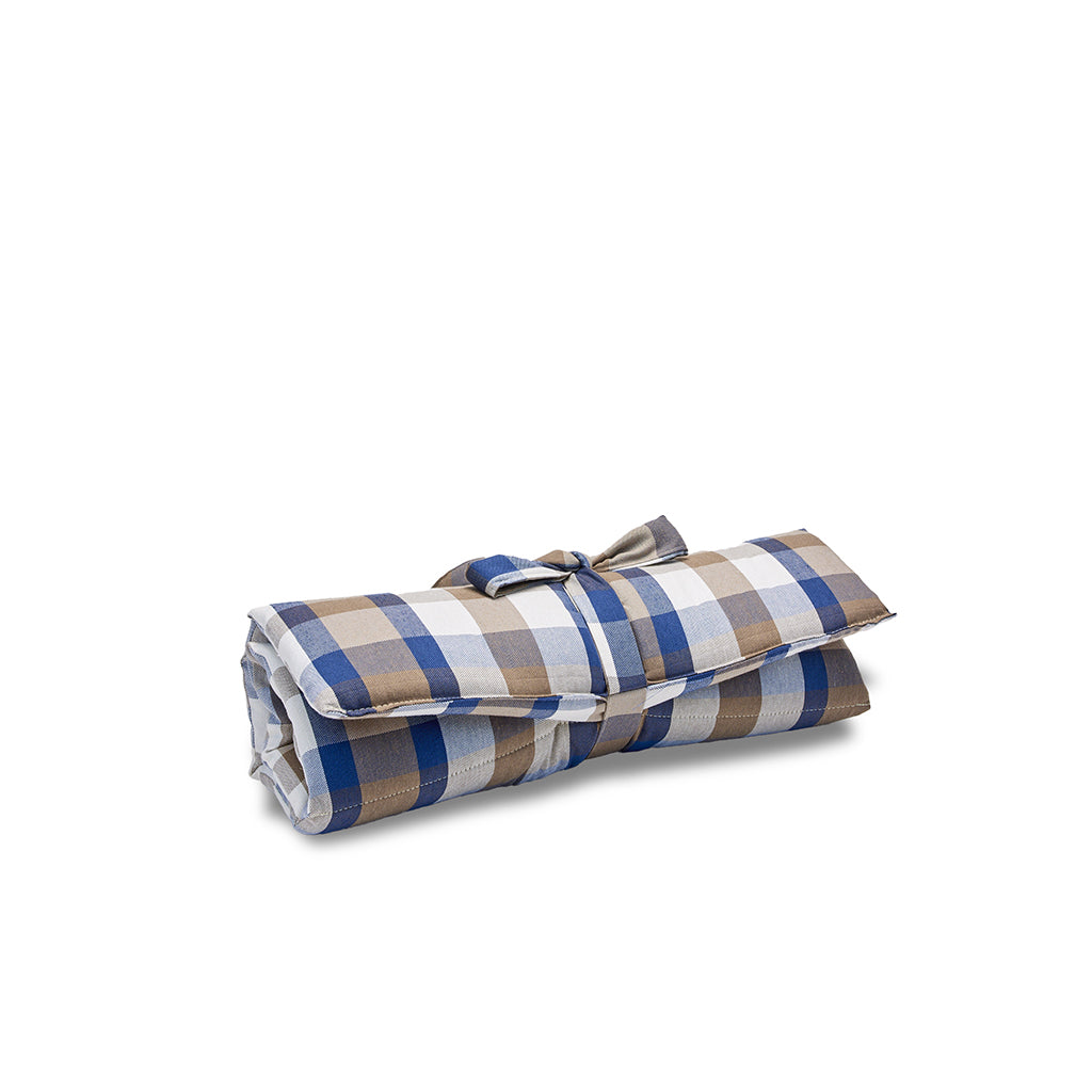 Trapuntina Arrotolabile Cotone Panama Scozzese Quadro Beige Bluette
