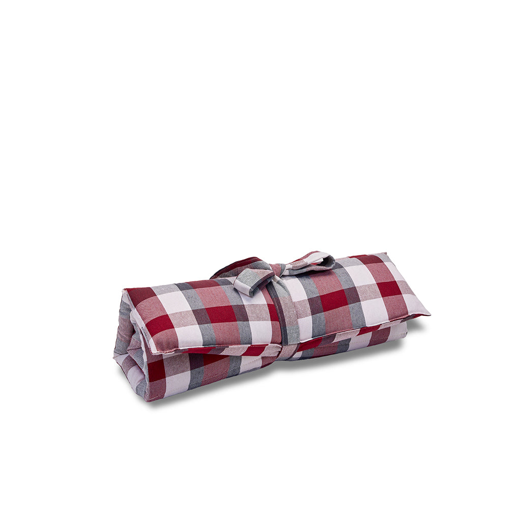 Trapuntina Arrotolabile Cotone Panama Scozzese Quadro Bordeaux