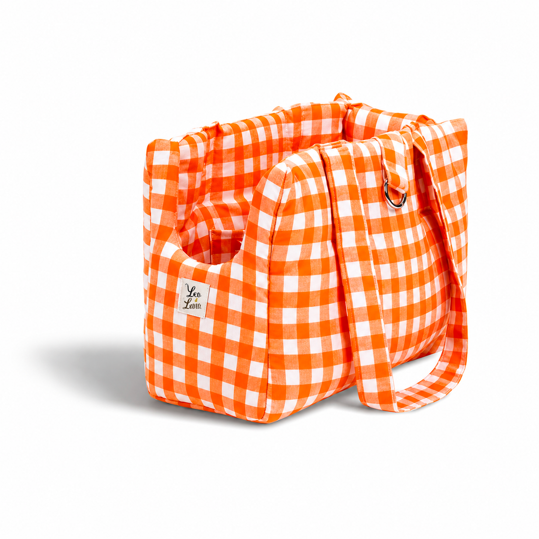 Borsa Trasportino per Cani Quadretto Arancione Fluo Leo & Luna