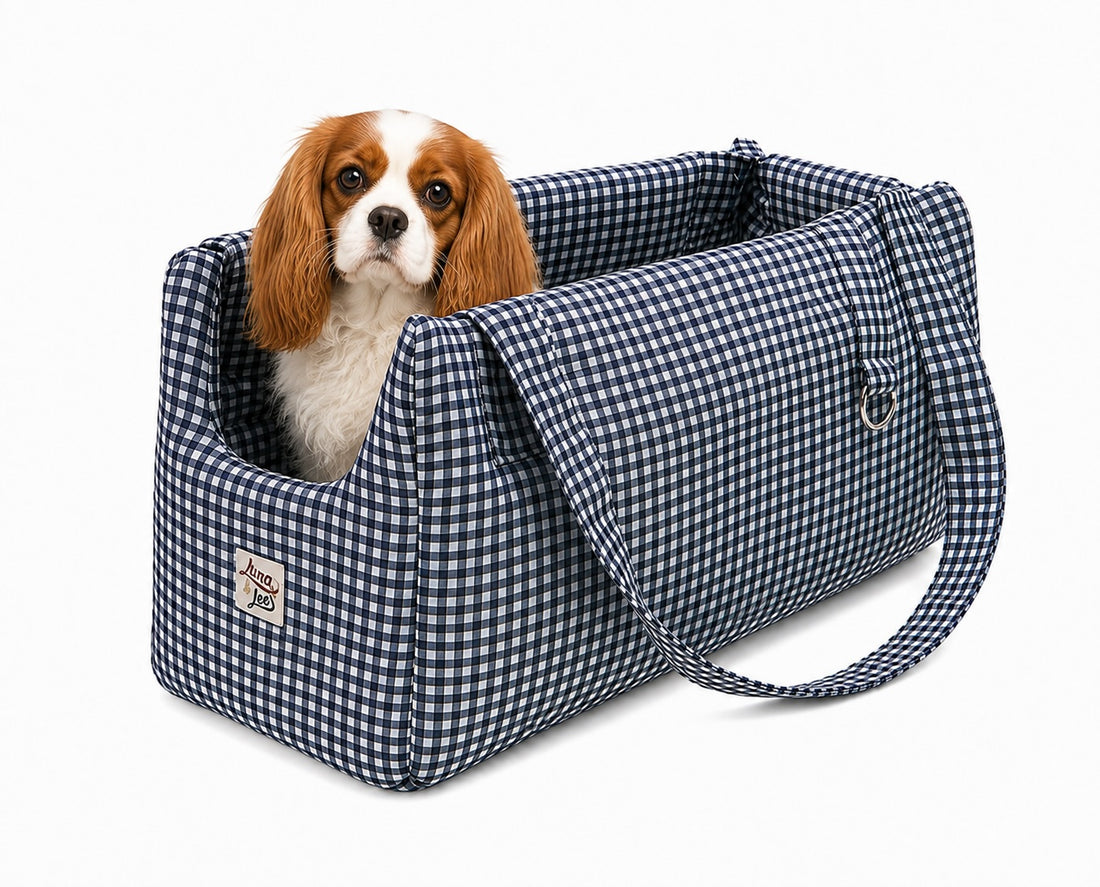 Borsa trasportino per cani Vichy Blu navy
