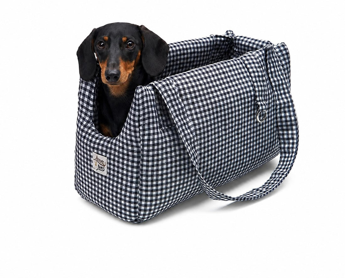 Borsa trasportino per cani Vichy Blu navy