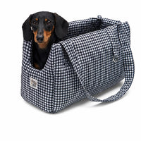 Borsa trasportino per cani Vichy Blu navy