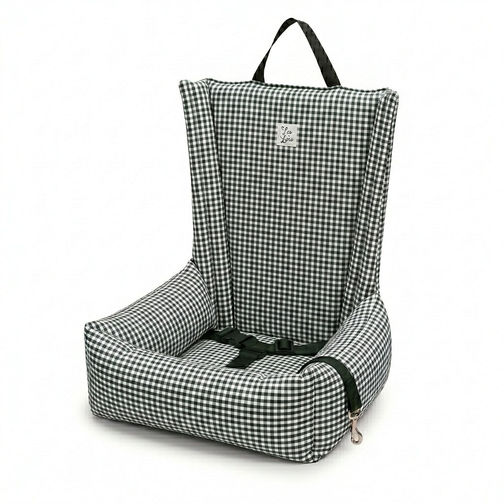 Seggiolino Auto Cotone Vichy Grigio
