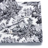 Cover Materassino Toile de Jouy Nero dettaglio