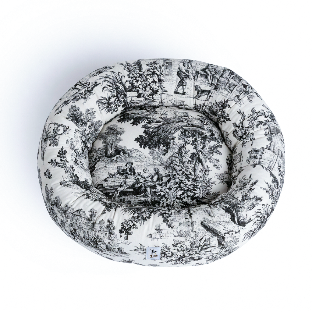 Cuccia Tonda Toile de Jouy Nero