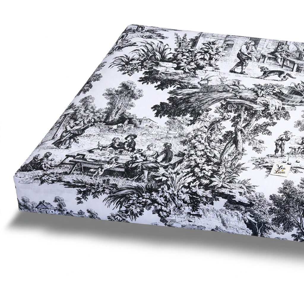 Materassino Toile de Jouy Nero dettaglio